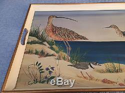 Lynn Chase Serving Tray glass/gilded wood Costa Azzurra withduck painting illus