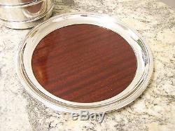 MCM MID-CENTURY or ART DECO STYLED SILVER EDGED'WOOD' DRINKS SERVING TRAY -COOL