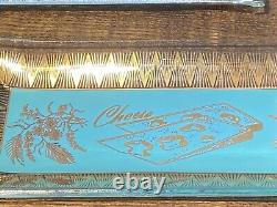 MCM Made in Israel Vintage Brass Wood Glass Cheese Fish Lox Bagel Tray Server