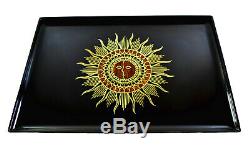 MID CENTURY 1970 SUNBURST KING SERVING TRAY, BY COUROC OF MONTEREY, With LABEL