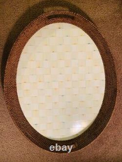 Mackenzie Childs Parchment Check pattern large wood Serving tray
