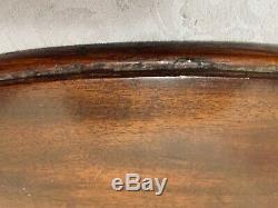 Mahogany OVAL TRAY with URN INLAY Brass Handles Beveled Edge 25 Butlers Serving