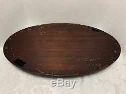 Mahogany OVAL TRAY with URN INLAY Brass Handles Beveled Edge 25 Butlers Serving