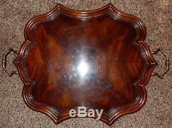 Maitland Smith Wooden WOOD Serving TRAY With Brass Handles