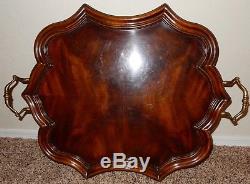 Maitland Smith Wooden WOOD Serving TRAY With Brass Handles
