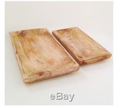 Mango Wood Trays, Set of 2 serving storage holder sushi plate food natural