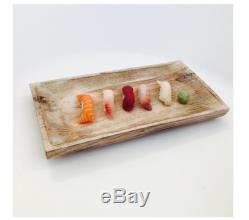 Mango Wood Trays, Set of 2 serving storage holder sushi plate food natural