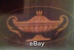 Manning Bowman Mahogany Serving Tray Platter Antique Inlaid Design Brass Glass