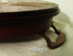 Manning Bowman Mahogany Serving Tray Platter Antique Inlaid Design Brass Glass