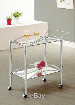 Metal Rolling Cart Serving Tray Trolley Tea Bar Storage Rack Wine Table Kitchen