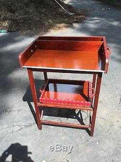Mid Century Bar Tray Stand serving Table Cart Vinyl hollywood Regency home decor