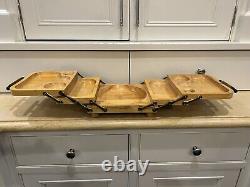Mid Century Mod Karoff Wood 3 Tier Expandable Buffet Serving Tray Charcuterie