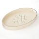 Mid Century Modern Ivory Wood Calligraphy Tray Script Oval Silver Serving Bar