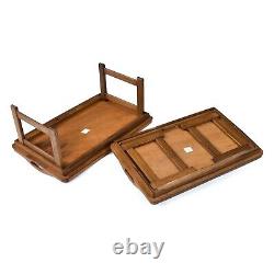Mid Century Modern Teak Wood Serving Tray with Gold Trim By Good Wood Thailand
