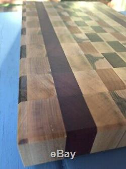 Modern And Exotic Wood End Grain Cutting Board Charcuterie Serving Tray STUNNING