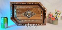 Modern wooden Tray, Handmade serving tray. Mosaic and pearl coffee tray