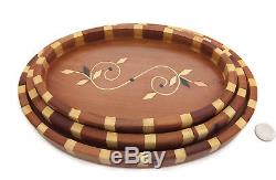 Moroccan Thuya Wood Burl Serving Trays Plates Set Of 3 Sizes