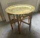 Moroccan end table with serving tray 59cm, round end table, wood side table, br