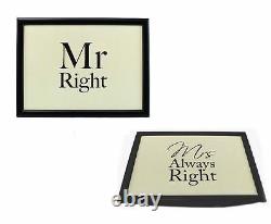Mr Right & Mrs Always Right Bean Bag Base Padded Bed Serving Lap Tray Xmas Gift