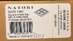 NATORI NA95-1485 Square Snack Tray with 4 Small Trays Antique Silver Foil