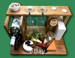 NEW All-In-One Top Cheese Board Serving Cutting Platter Tray Set Wood Bamboo