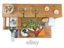 NEW All-In-One Top Cheese Board Serving Cutting Platter Tray Set Wood Bamboo