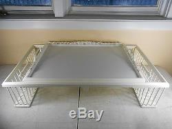 NEW -White Wood Lap Bed Serving Table with Basket Legs & Removable Tray NEW in Box