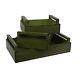 New 3-pcs. Stylish Green Distressed Durable Handy Wood Rectangle Serving Tray