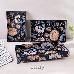New Beautiful Print Wood Serving Trays All Size 6 Trays Pack of 2