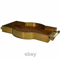 New In Box Florence Serving Tray by Worlds Away Wood Antique Brass $600 FLE39