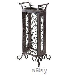 New Kitchen Dining Wine Rack With Removable Serving Tray Cart In Dark Bronze