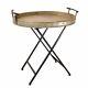 New Serving Tray, Portable Wood Metal Snack Serving Tray With Folding Stand Table