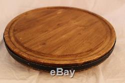 New Wood Lazy Susan with Leather Stitching, 20, small, from WILLIAMS SONOMA