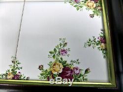 Old Country Roses 6 Tile Serving Tray, Wood Surround, Felt Backed, Royal Albert