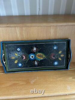 Old Nice Norwegian Serving Tray With The Famous Os Rosemaling Pattern