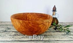 Olive wood Rustic Basket Serving Dish Tray Salad Fruit Bowl Handmade 10.3x4.38