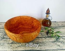 Olive wood Rustic Basket Serving Dish Tray Salad Fruit Bowl Handmade 10.3x4.38