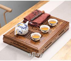 On sales Wenge wood tea tray waste water draining tea table plastic drawer trays
