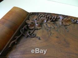 Original Hand Carved French Art Nouveau Signed Cedar Wood Tray