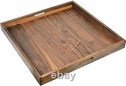 Ottoman tray with handles square extra large 24 x 24 inch wood serving tray