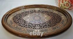 Oval wooden Tray, Hand-craft, wood engraving tray. Serving tray