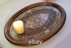 Oval wooden Tray, Hand-craft, wood engraving tray. Serving tray