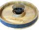 PB Barrel Top SERVING PLATTER Chip & Dip Tray 15.5 Wood & Metal + Mepra Bowl