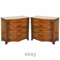 Pair Of Stunning Flamed Mahogany Georgian Style Chests Of Drawers Serving Trays