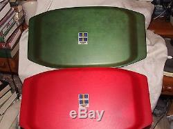 Pair Vintage 1950s-60s Teak Wood Trays ARY SWEDEN Red & Green Christmas Xmas
