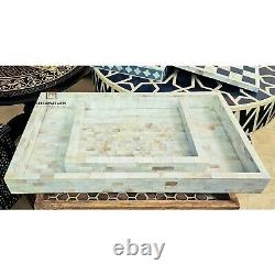 Personalized Mother Of Pearl Inlay Tray Decorative Serving Tray Beautifully Craf