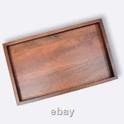 Premium Wooden Serving Tray/platter With Black Metal Stand (mahogany Finish)