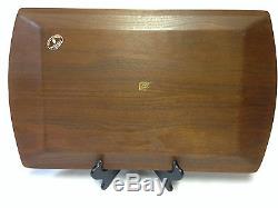 RARE American Walnut Wood Serving Tray With Golf Bag Inlay Marquentry 20.5