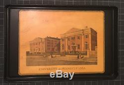 RARE! Antique University of Pennsylvania Tin Serving Tray Twin Buildings at 9th