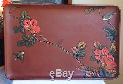Rare Antique/Vintage Japanese Ryukyu Lacquer Serving Tray Large Lacquered Wood